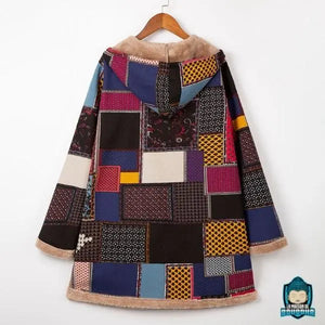 Manteau-capuche-coton-imprime-ethnique-polyester-fourre-a-l-interieur-fermeture-boutonnee-vue-de-dos