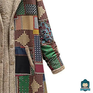 Manteau-ethnique-a-capuche-femme-coton-polyester-doublure-fourree-imprime-style-patchwork-fermeture-a-boutons