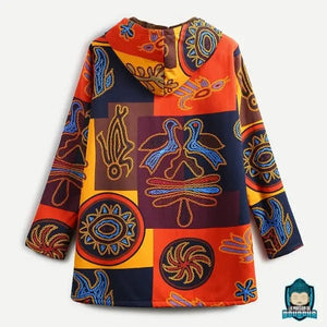 Manteau-ethnique-indien-hippie-colore-en-coton-polyester-fourre-a-l-interieur-fermeture-eclair-vue-de-dos