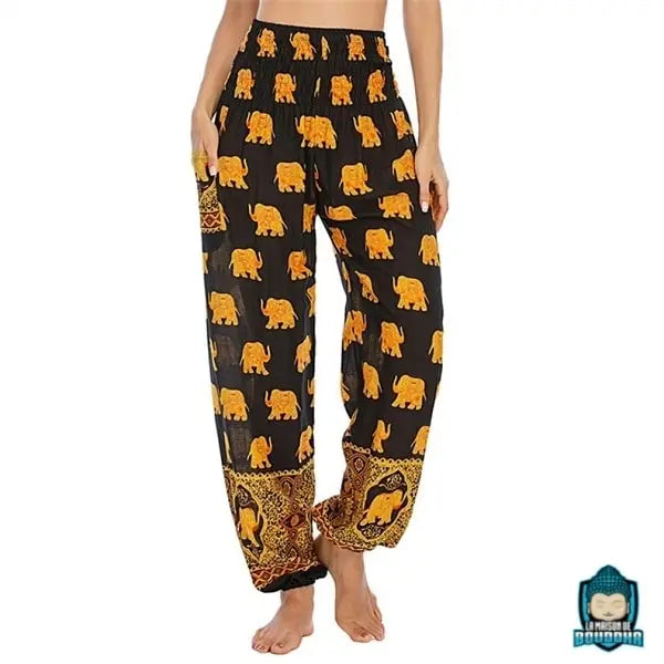 Pantalon De Méditation Femme Motif Éléphant Pantalons La Maison de Bouddha