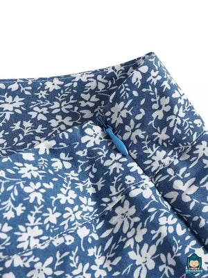 Pantalon-fluide-ample-taille-haute-imprime-floral-bleu-en-polyester-et-elasthanne-fermeture-eclair