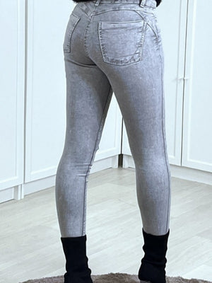 Pantalon-jeans-slim-femme-pas-cher-lacere-aux-genoux-en-coton-et-elasthane-2-poches-arriere