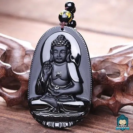 DonDon Collier pour homme en acier inoxydable 55 cm et pendentif Bouddha en  acier inoxydable emballé dans une pochette en velours noir