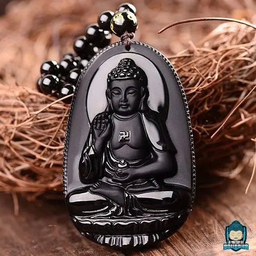 Pendentif-Bouddha-Noir-perles-spheriques-obsidiennes-Bouddha-assis-croix-svastika-La-Maison-de-Bouddha