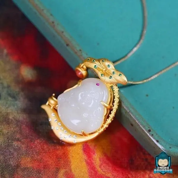 Pendentif Bouddha en Jade Blanc