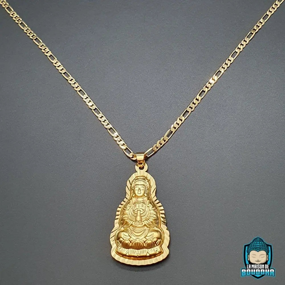 Pendentif Guanyin Bouddha doré  La Maison de Bouddha