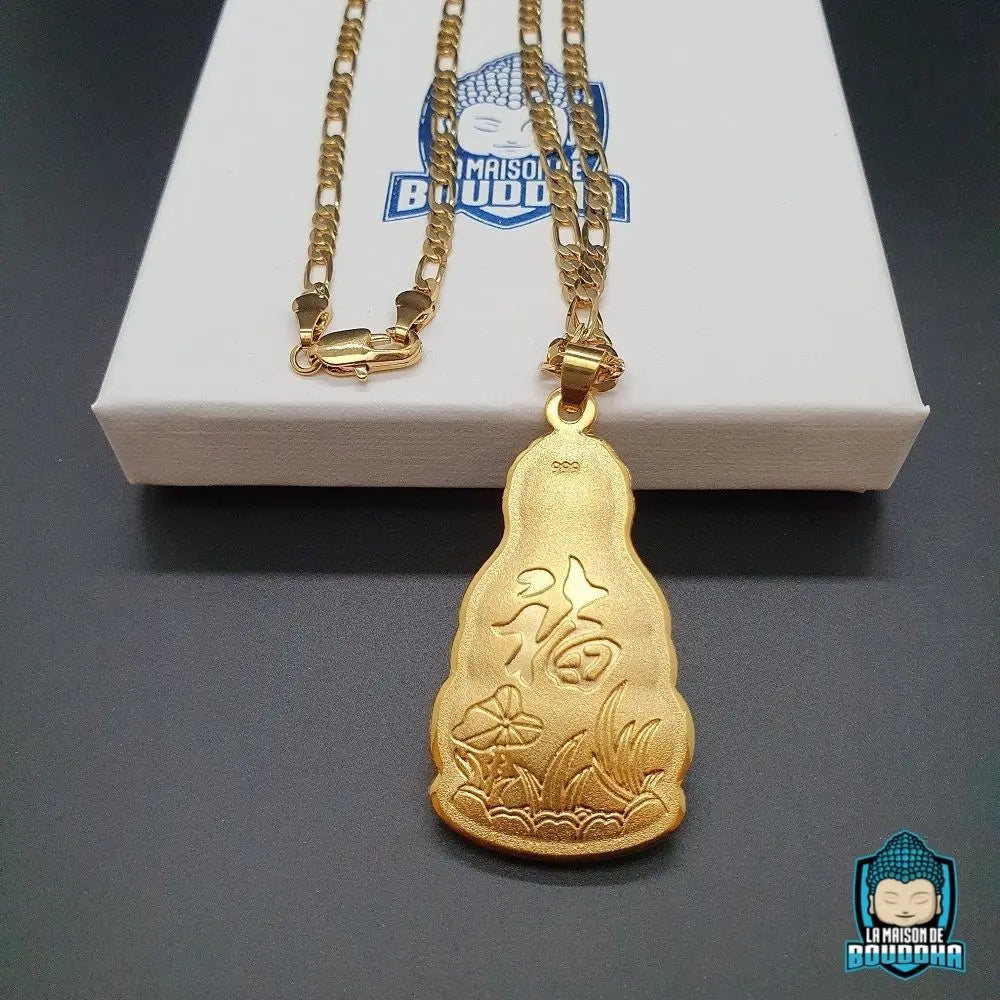 Pendentif Guanyin Bouddha doré  La Maison de Bouddha