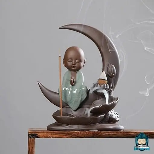Porte Encens Moine Bouddhiste Croissant de Lune  La Maison de Bouddha
