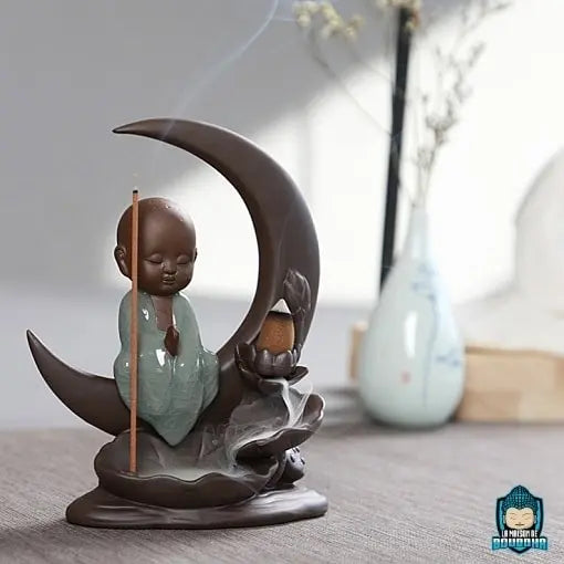 Porte Encens Moine Bouddhiste Croissant de Lune  La Maison de Bouddha