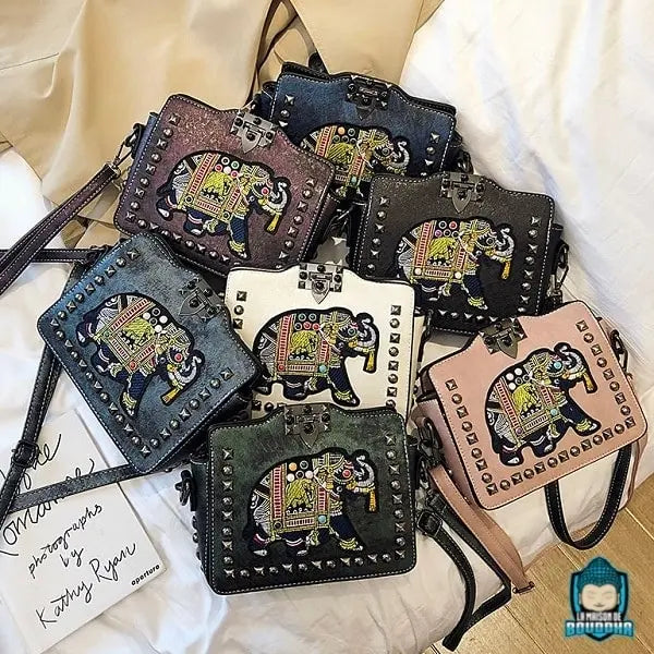 Sac à Bandoulière Ethnique Motif Éléphant Sacs à main La Maison de Bouddha