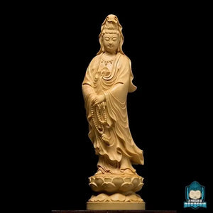 Statue-Bodhisattva-Guanyin-Debout-en-Bois-de-Buis-clair-4-versions-10-16-21-ou-30-cm-La-Maison-de-Bouddha
