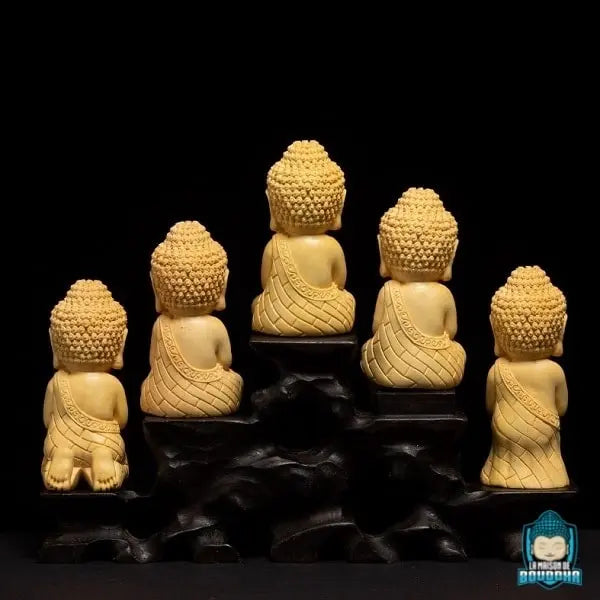 Statue Bouddha Amitabha en Bois de Buis Figurines La Maison de Bouddha