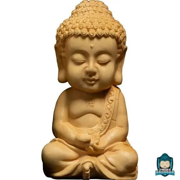 Statue Bouddha Amitabha en Bois de Buis Figurines La Maison de Bouddha