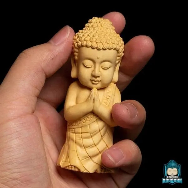 Statue Bouddha Amitabha en Bois de Buis Figurines La Maison de Bouddha