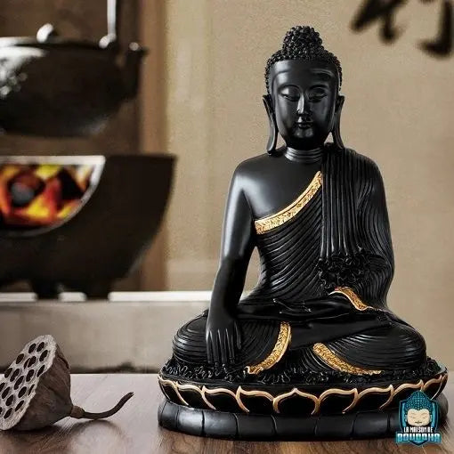 Figure de bouddha salon figure décorative décoration de la maison,  sculpture asiatique, résine synthétique or, Lxlxh