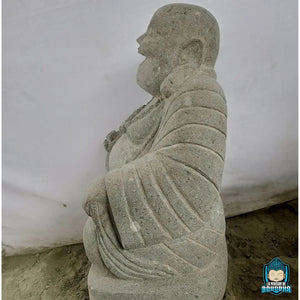 Statue-Bouddha-Rieur-pour-Jardin-60-cm-pierre-de-lave-vue-de-profil-gauche-La-Maison-de-Bouddha