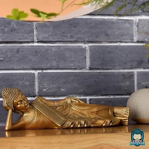 Statuette Bouddha Couché Doré  La Maison de Bouddha