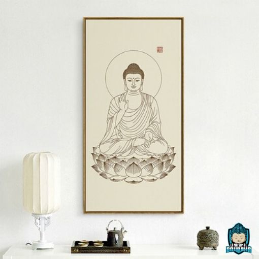 NOLLAM Tableau imprimé sur Toile Bouddha-Image sur toile Bouddha-Lotus Zen  Bouddha Peinture À L'huile Toile Affiche Religieuse Imprimer Mur Art Photos