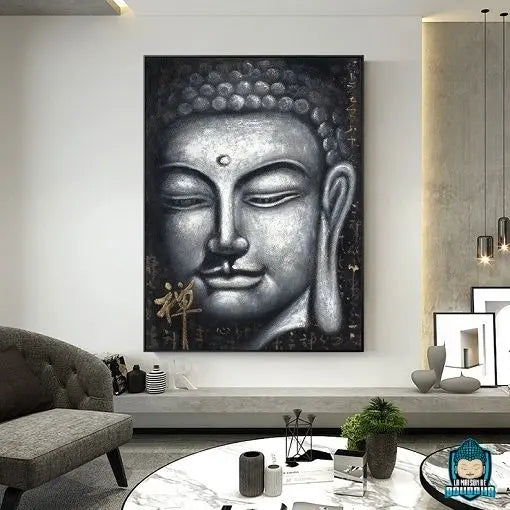 Tableau-Mural-Bouddha-peinture-noir-et-blanc-portrait-de-Bouddha-toile-canvas-imprimee