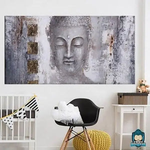 Tableau-bouddha-gris-toile-abstraite-Poster-toile-bouddha-gris-abstrait-imprimee-canvas