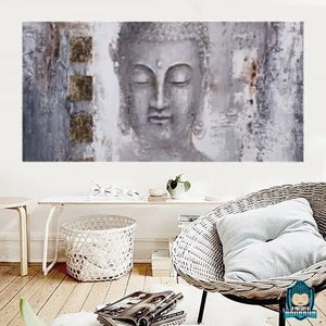 Tableau-bouddha-gris-toile-abstraite-Poster-toile-une-piece-bouddha-gris-style-abstrait-et-imprimee-canvas-poly-coton