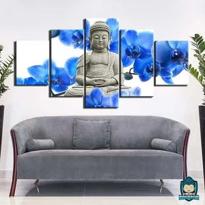 Tableau Bouddha Fleur Orchidée bleue