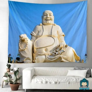 Tapisserie-Murale-Bouddha-Rieur-tenture-en-polyester-La-Maison-de-Bouddha