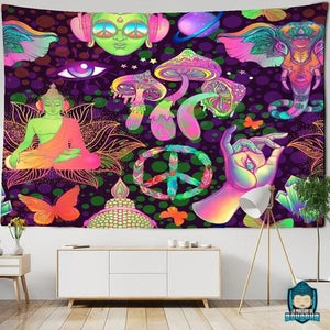 Tenture-Bouddha-Hippie-tapisserie-murale-imprimee-en-polyester