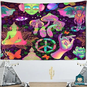 Tenture-Bouddha-Hippie-tapisserie-murale-multicolore-en-polyester
