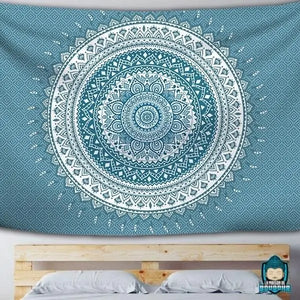 Tenture-Murale-Bleue-mandala-de-meditation-tapisserie-tissu-en-polyester
