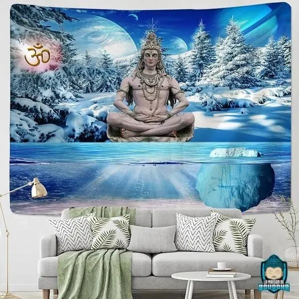 Tenture-Shiva-Couleur-Bleu-Arctique-tapisserie-murale-en-polyester-La-Maison-de-Bouddha