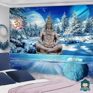Tenture-Shiva-Couleur-Bleu-Arctique-tapisserie-murale-fabriquee-en-polyester
