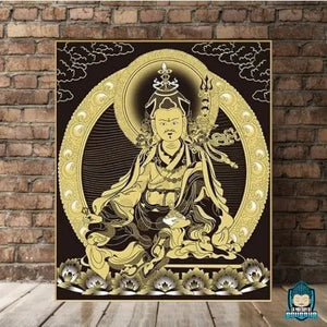 Thangka-Bouddhiste-maitre-Padmasambhava-tableau-peint-bouddhiste-toile-coton-canva-peinture-sacree