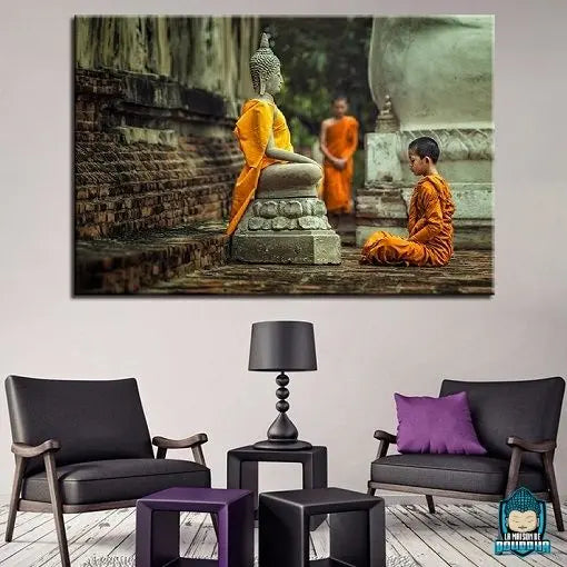 Toile-Moine-Bouddhiste-1-piece-toile-photo-canvas-La-Maison-de-Bouddha