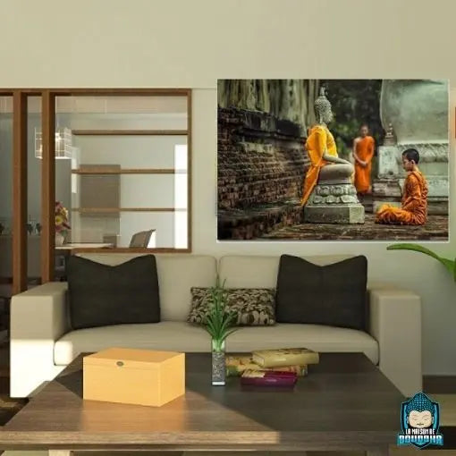 Toile-Moine-Bouddhiste-une-piece-toile-imprimee-photo-canvas-coton-La-Maison-de-Bouddha