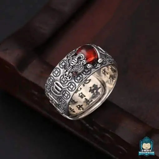 Bague de protection tibétaine en argent  La Maison de Bouddha
