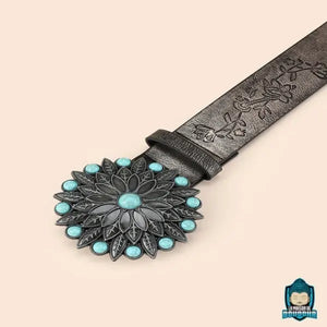 ceinture-en-cuir-ethnique-turquoise-pour-femme-en-cuir-PU-grave-de-motifs-a-fleurs-longueur-100-cm-boucle-fleur-metallique