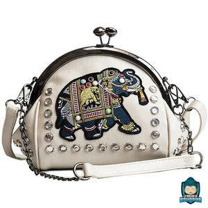 sac à main fermoir porte-monnaie en cuir + motif éléphant Sacs à main La Maison de Bouddha