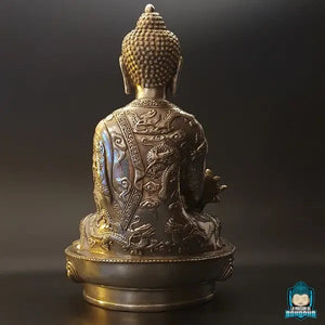 statue-bouddha-medecine-en-argent-tibetain-assis-en-meditation-sur-fleur-de-lotus-dragon-gravee-sur-le-dos